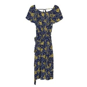 Attic and Barn Blue and Yellow Misty Dress w/belt